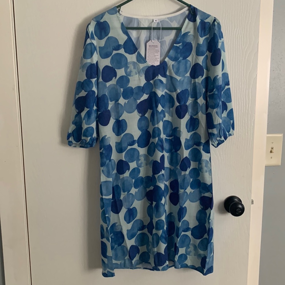Light weight blue and white dress